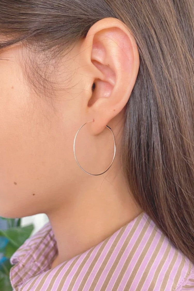 Thin Hoop Earrings | Silver