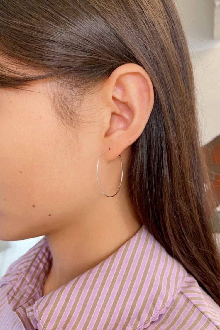 Thin Hoop Earrings | Silver