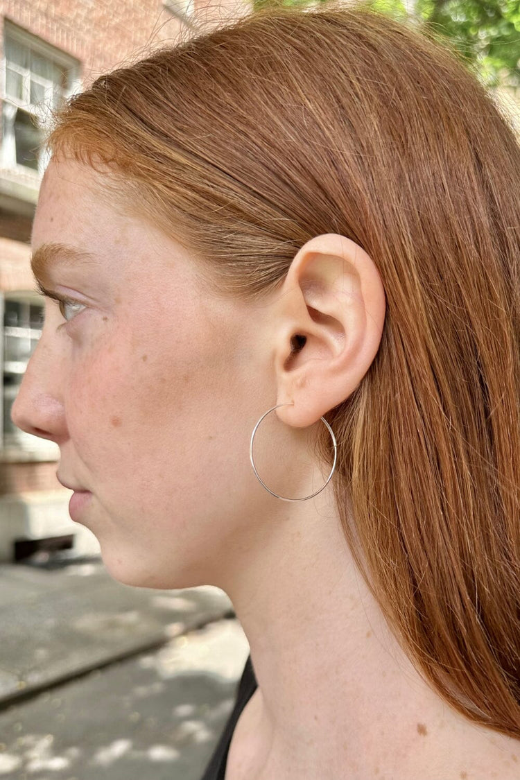 Sterling Silver Thin Hoop Earrings | Silver