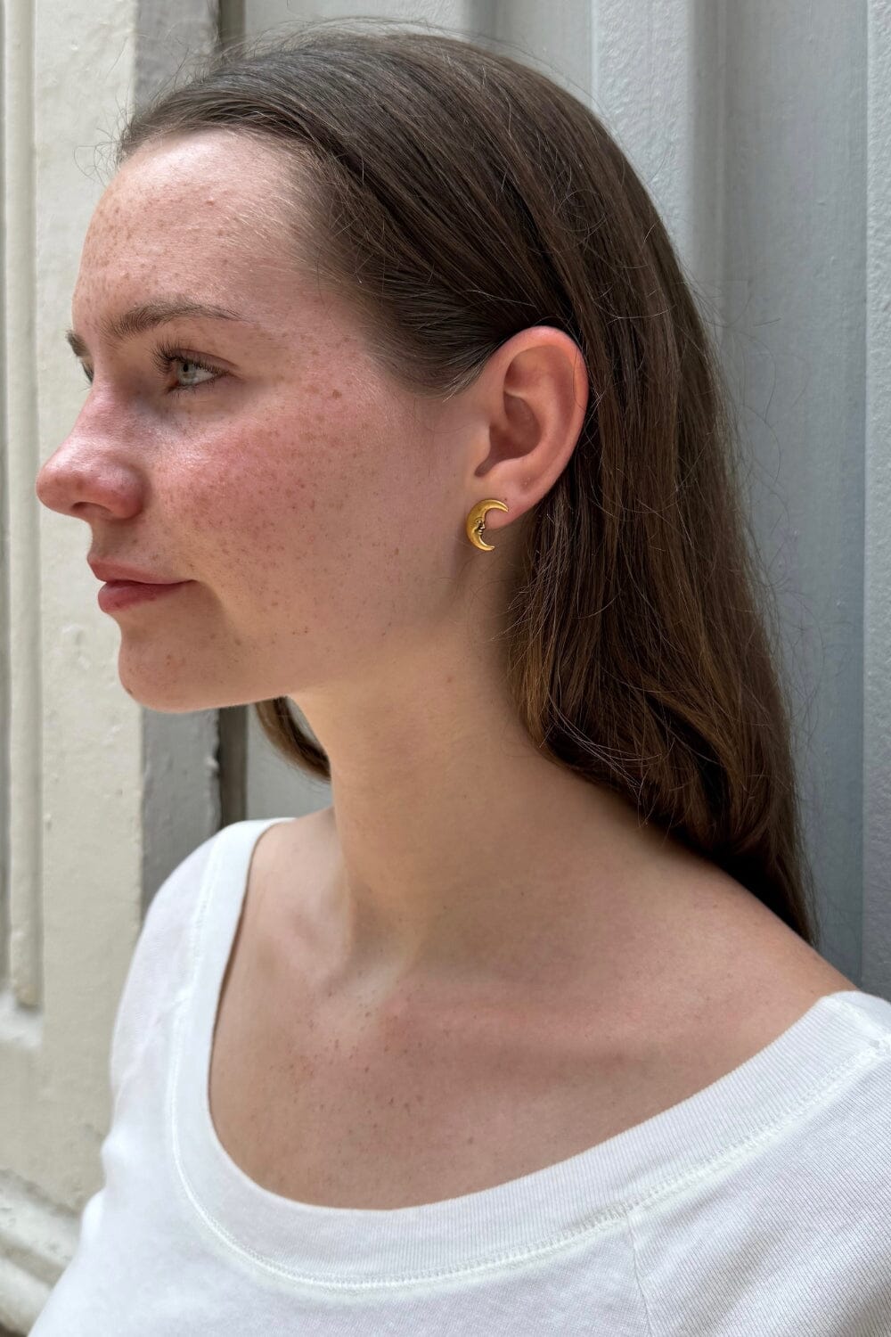 【HYERES LOR】23FW★ Champagne Moon Brass(Y) Wide Earring HYERES LOR】23FW☆ Champagne Moon Brass(Y) Wide Earring