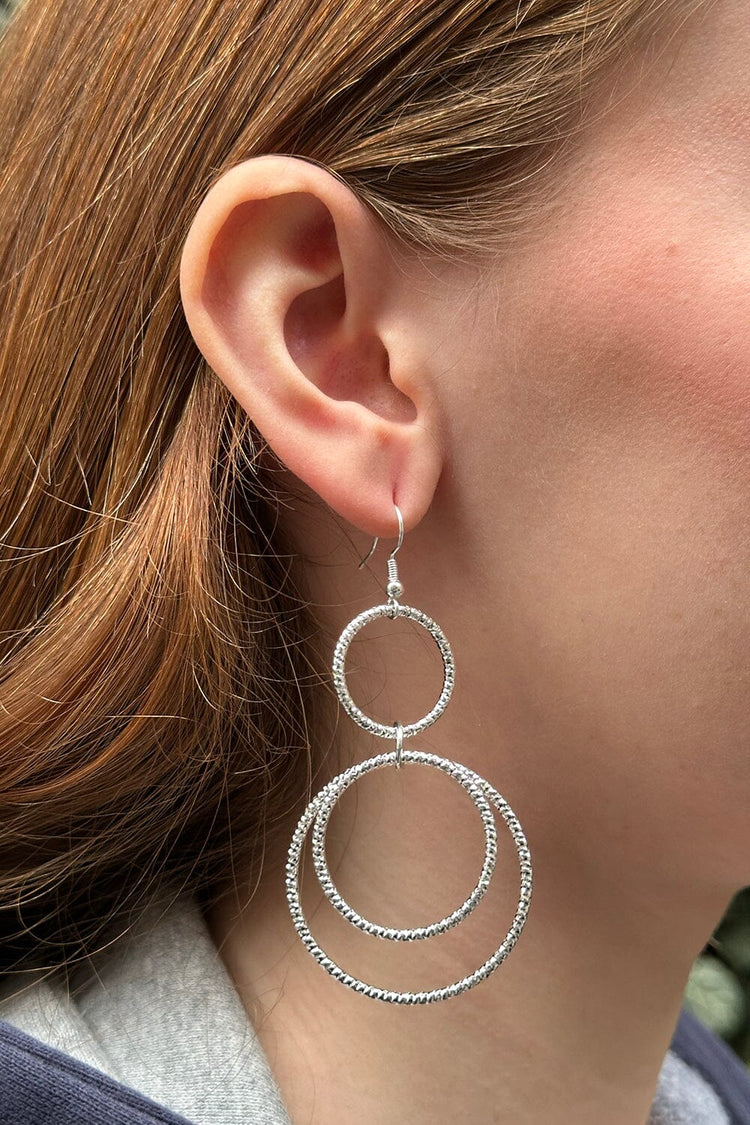 Dangle Hoop Earrings | Silver