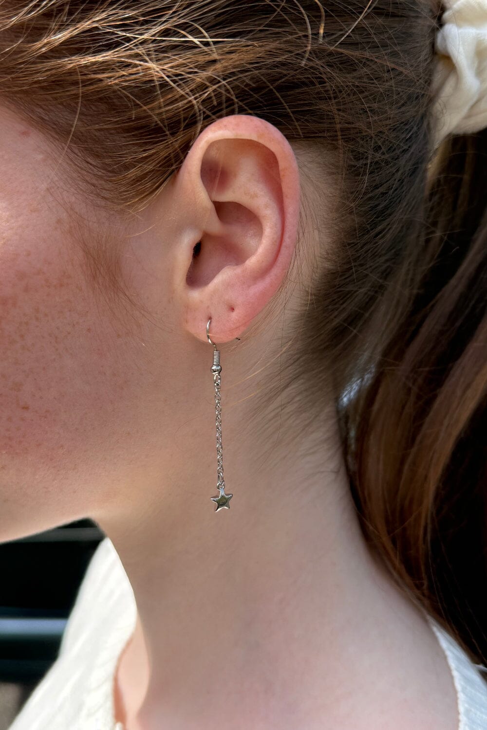 Star Drop Charm Earrings | Silver