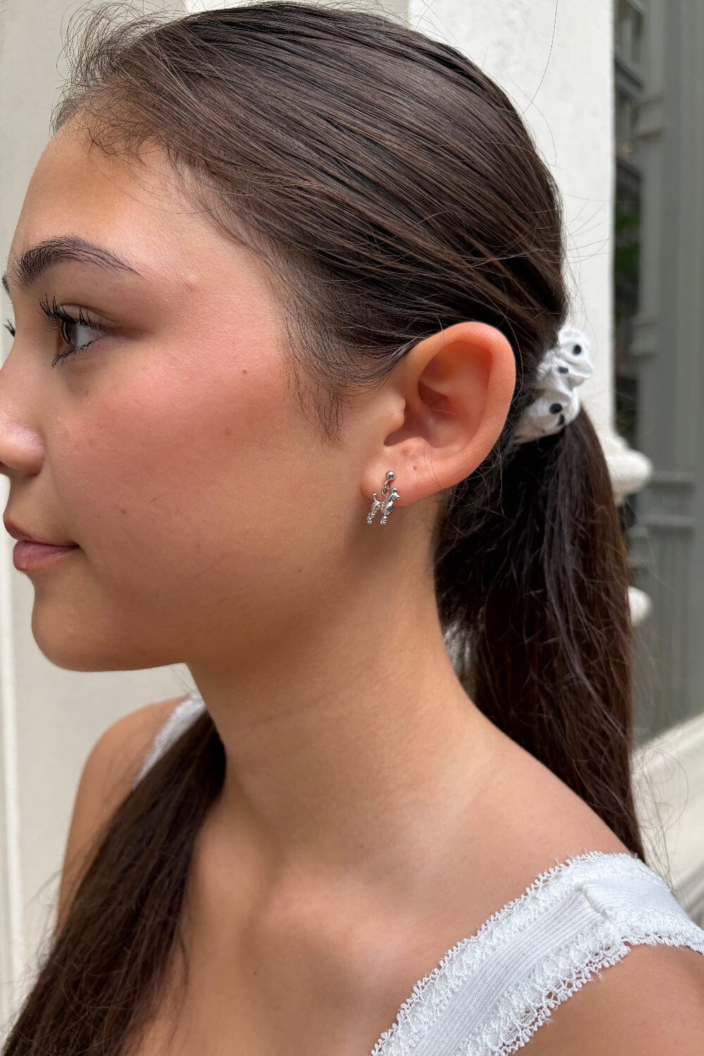 Poodle Charm Earrings | Silver