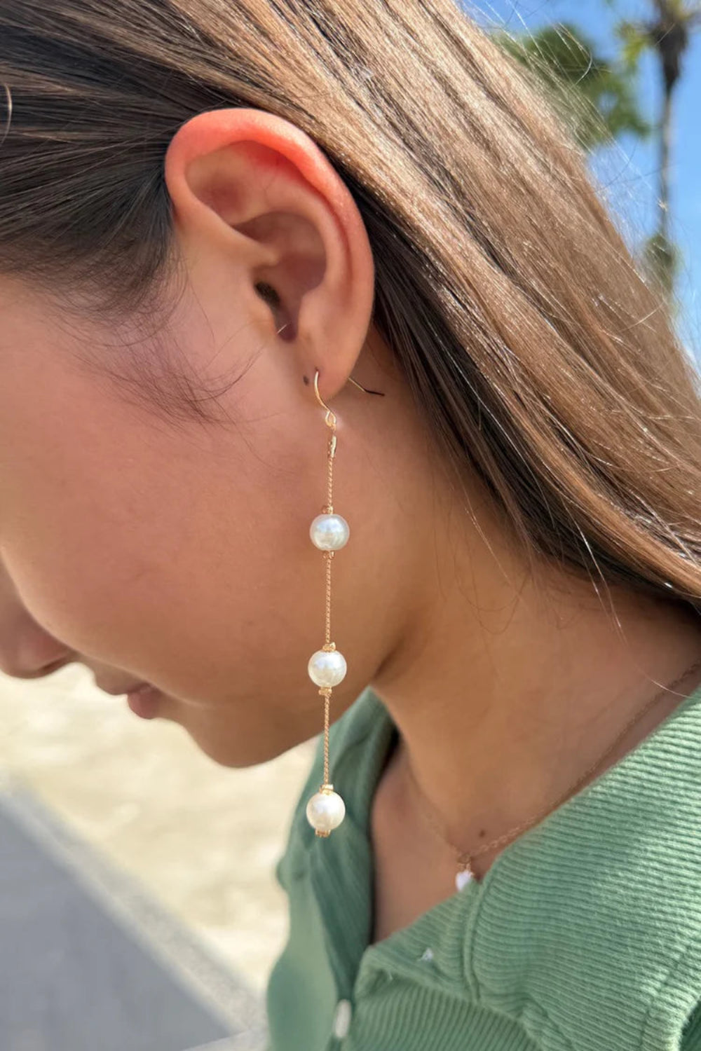 Pearl Drop Charm Earrings | Gold