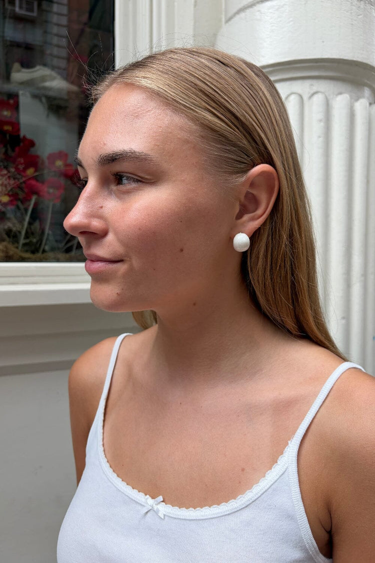 Marble Stud Earrings | White