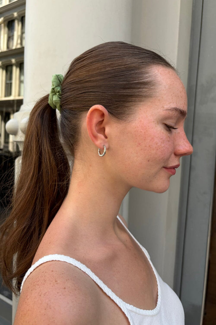 Engraved Mini Hoop Earrings | Silver