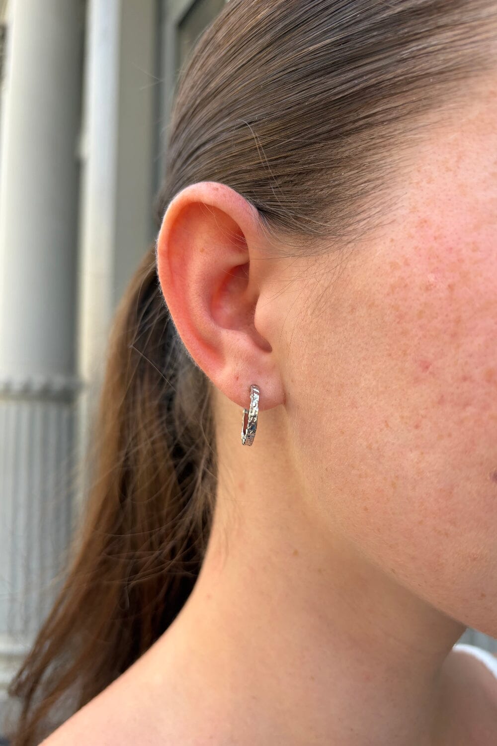 Engraved Mini Hoop Earrings | Silver