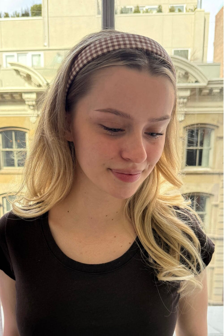 Checkered Headband | Brown and Ivory Checkered
