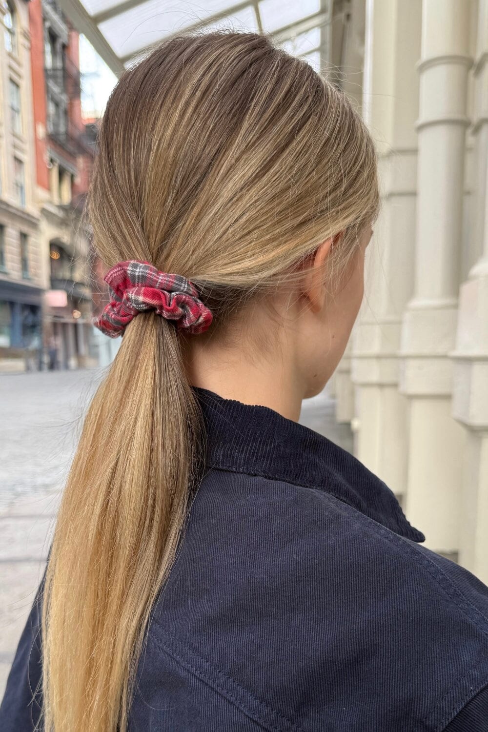 Plaid Scrunchie | Red Brown and White Plaid