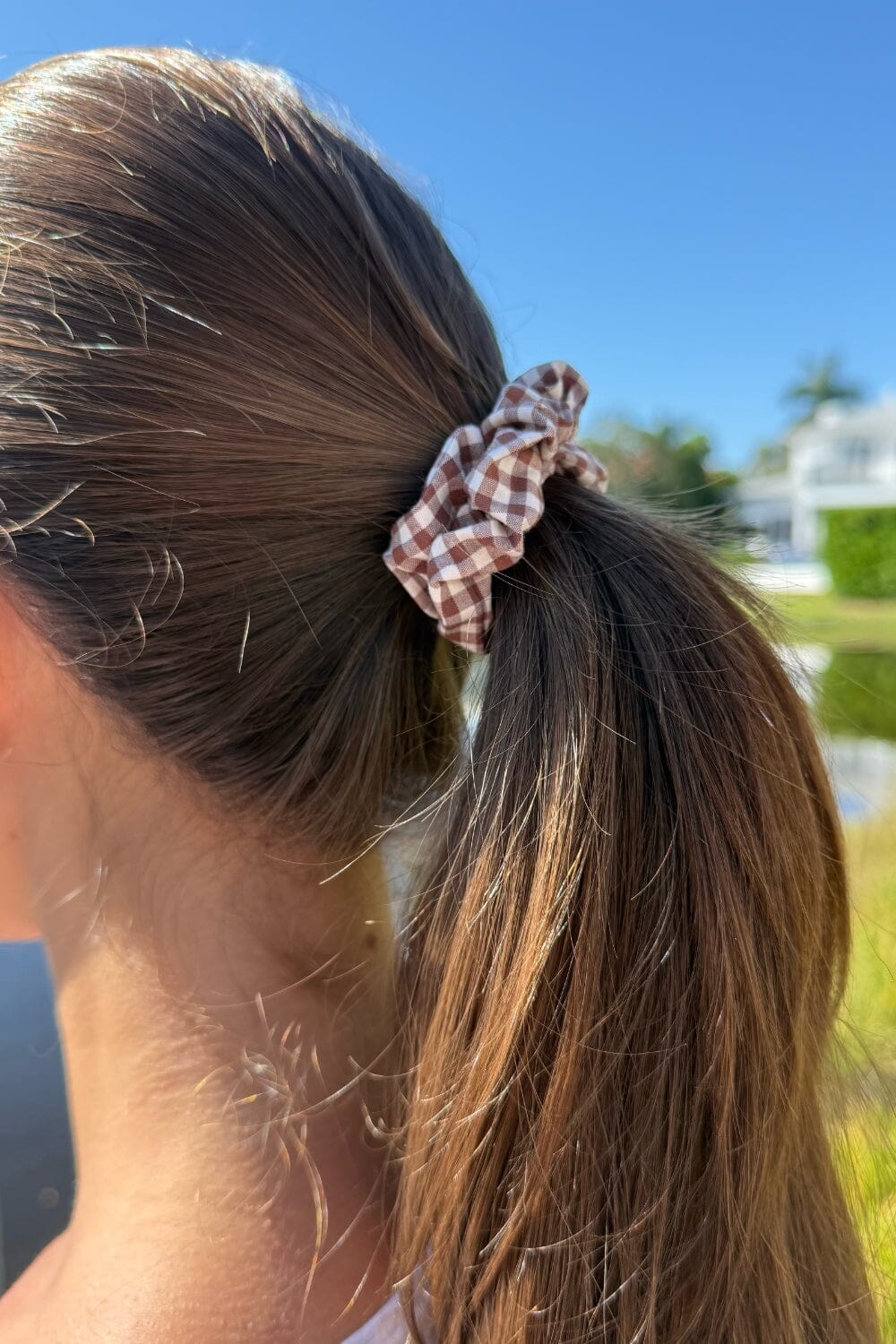 Checkered Scrunchie | Burgundy And White Checkered