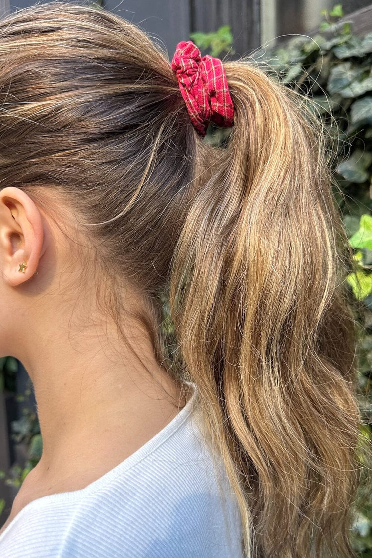 Plaid Scrunchie | Red Brown and White Plaid