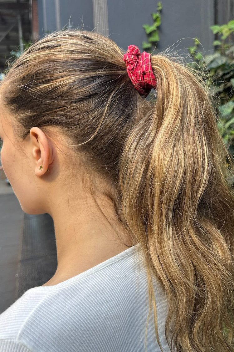 Plaid Scrunchie | Red Brown and White Plaid