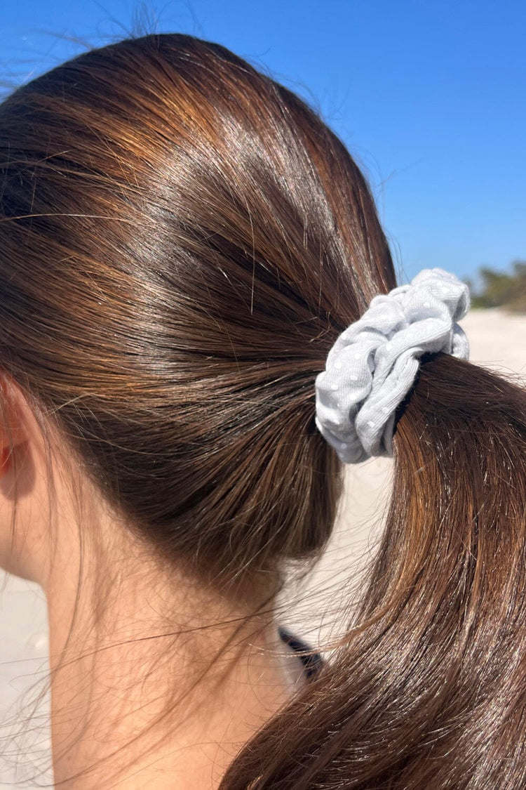 Polka Dots Scrunchie | Light Blue With Polka Dots