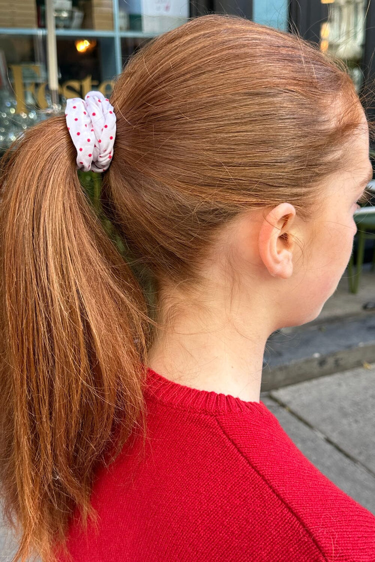 Polka Dots Scrunchie | White Red Polka Dots