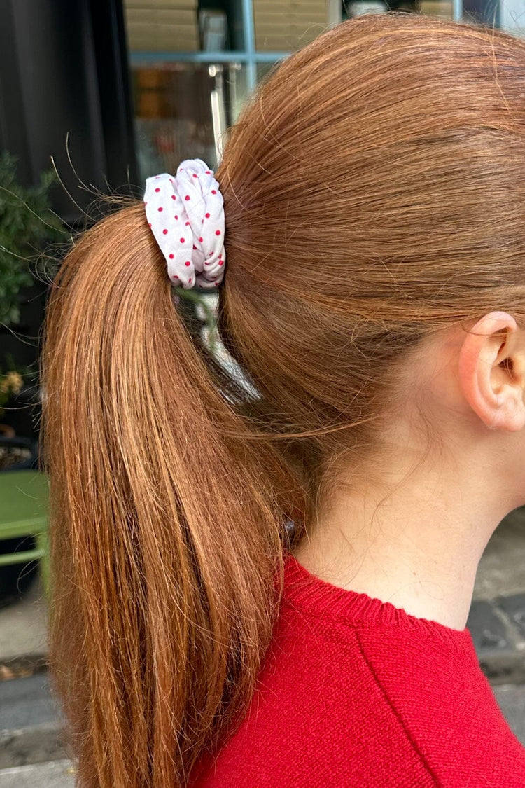 Polka Dots Scrunchie | White Red Polka Dots