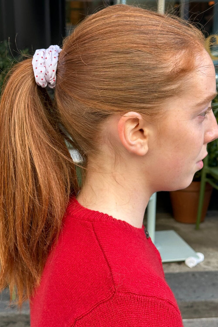 Polka Dots Scrunchie | White Red Polka Dots