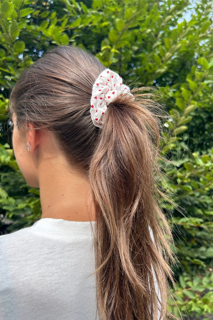 Red Heart Scrunchie | White With Red Hearts