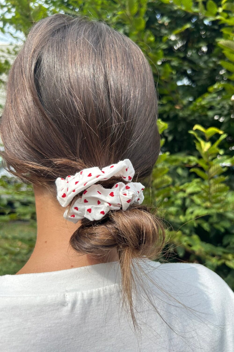 Red Heart Scrunchie | White With Red Hearts