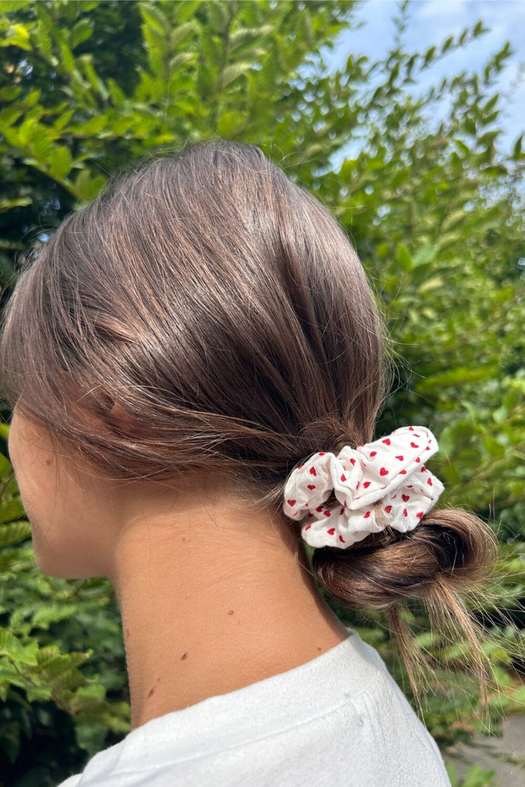 Red Heart Scrunchie | White With Red Hearts