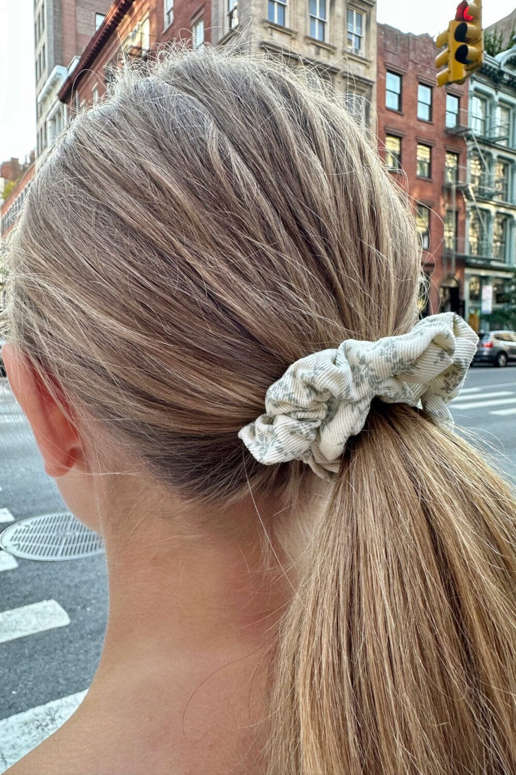 Floral Scrunchie | Ivory With Sage Florals