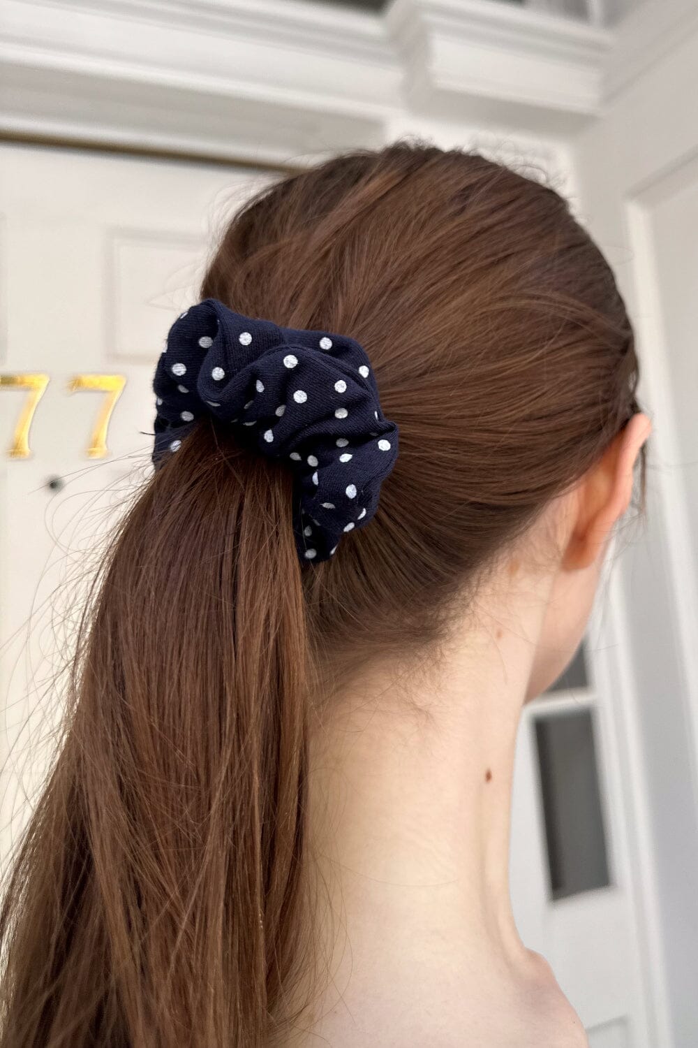 Navy With White Polka Dots