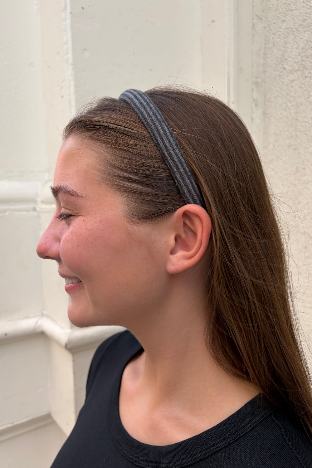 Striped Headband | Dark Grey Black Stripe