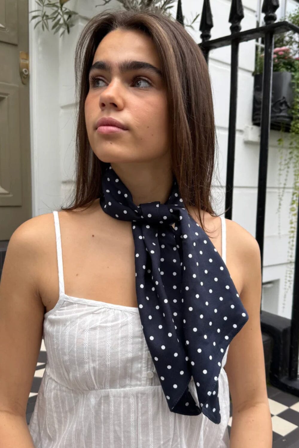 Navy with White Polka Dots
