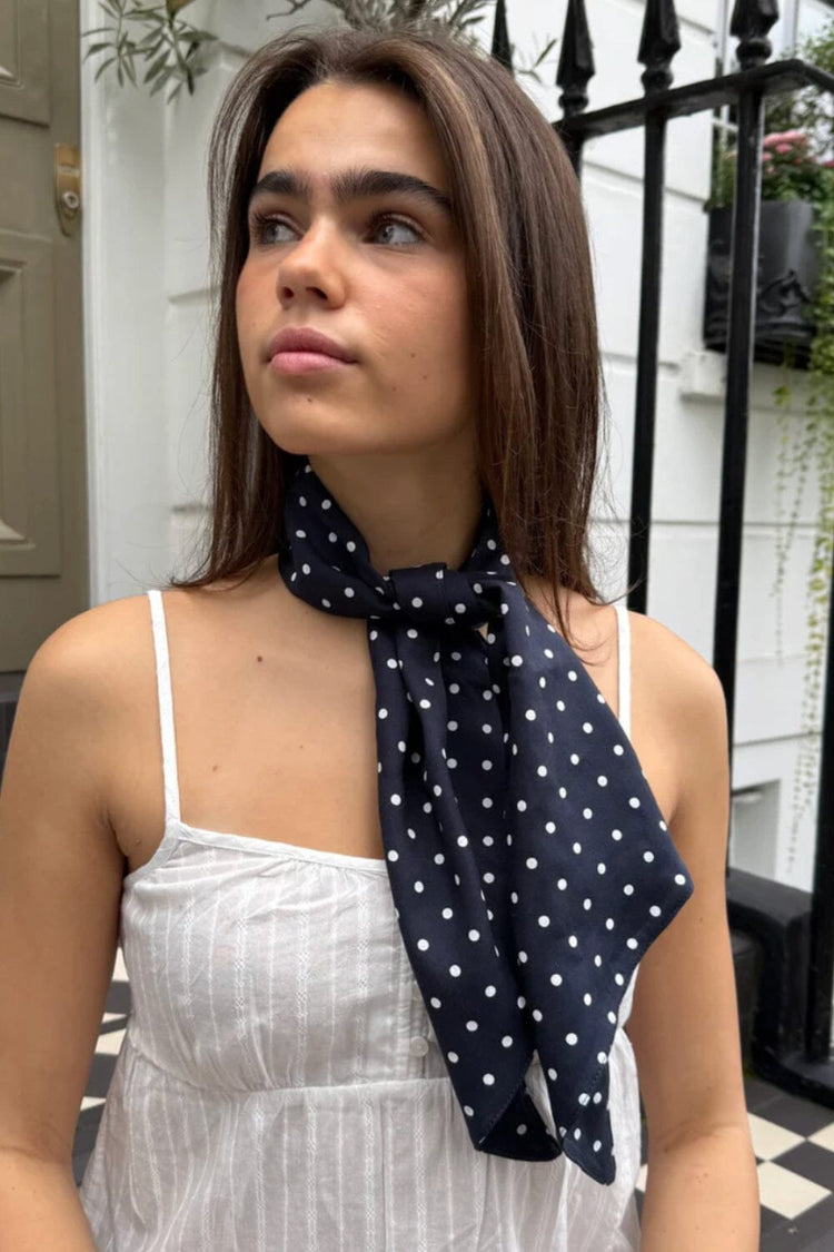 Polka Dot Scarf | Navy with White Polka Dots