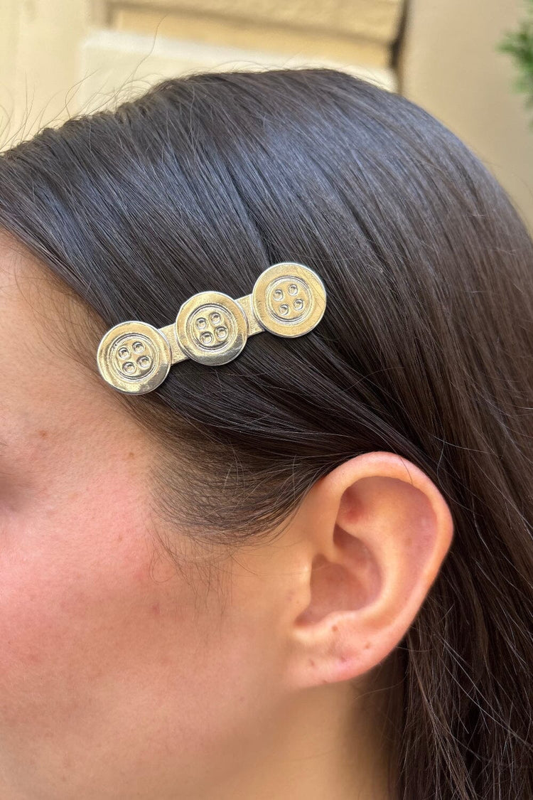 Gold Button Barrette | Gold