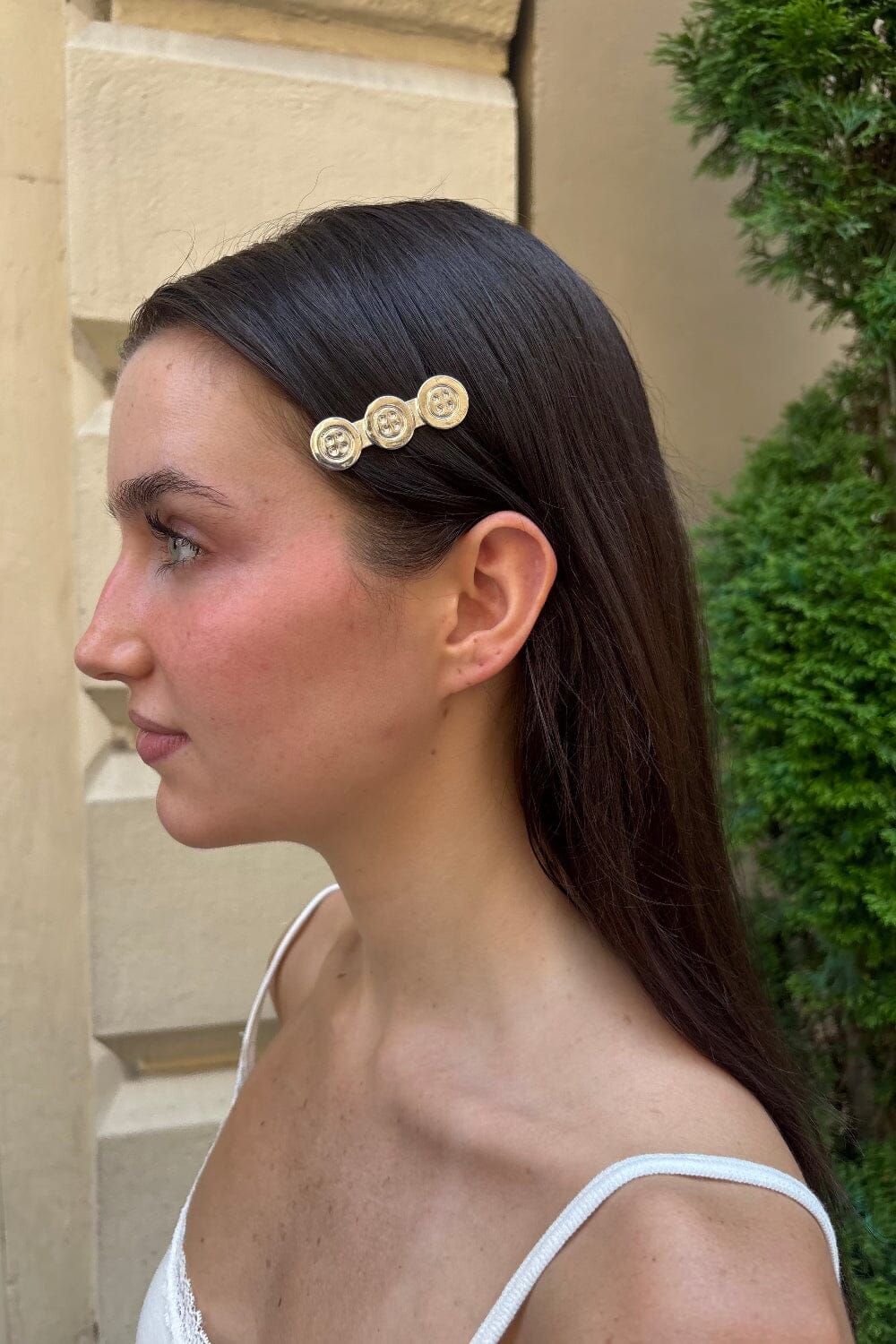 Gold Button Barrette | Gold
