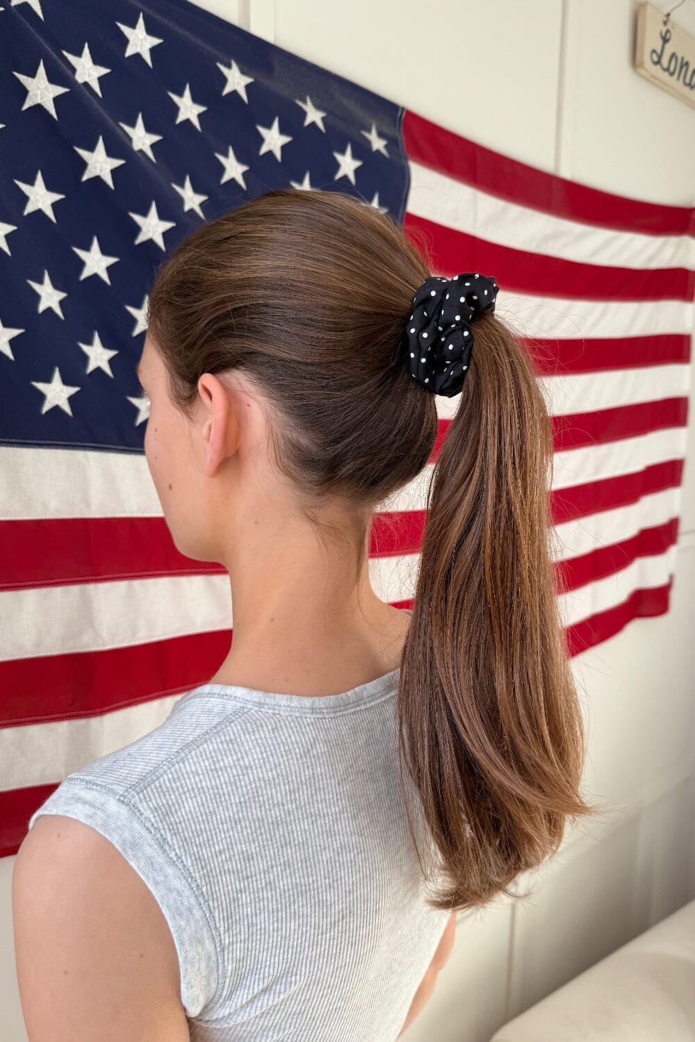 Polka Dots Scrunchie | Black with White Polka Dots