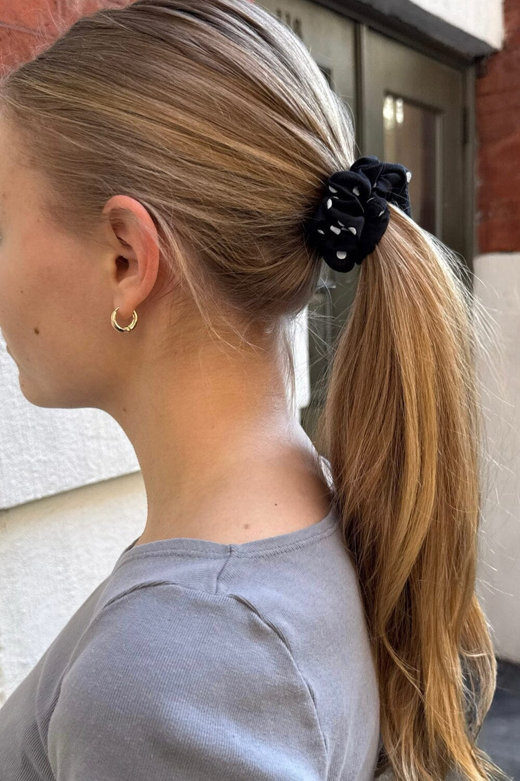 Polka Dots Scrunchie | Black with White Polka Dots