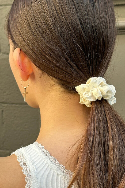Floral Scrunchie | White With Blue Floral