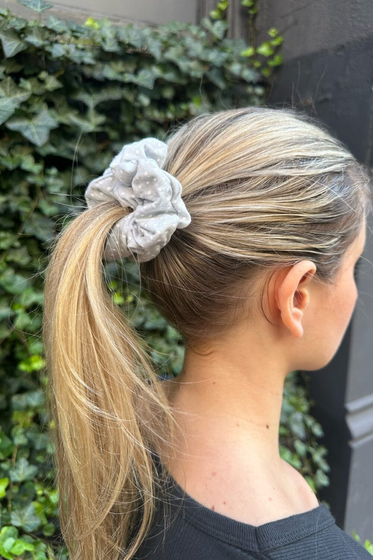 Polka Dots Scrunchie | Light Blue With Polka Dots