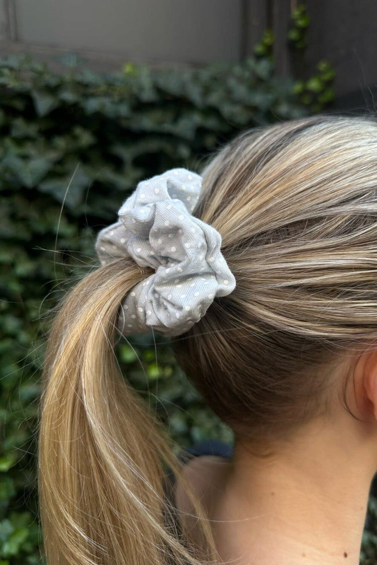 Polka Dots Scrunchie | Light Blue With Polka Dots