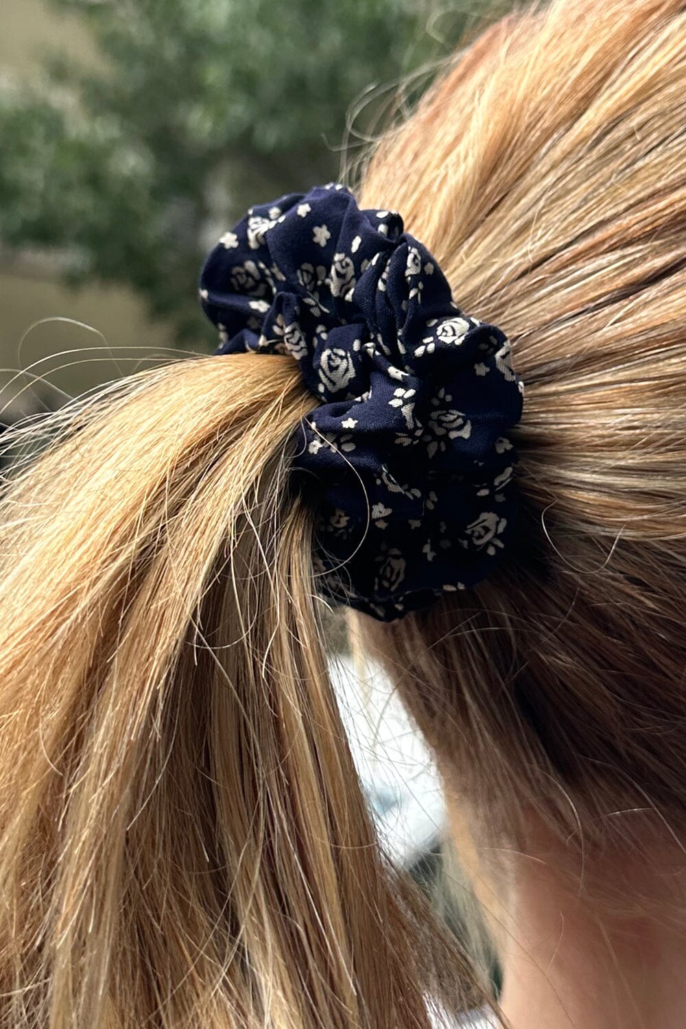 Navy With White Blue Flowers