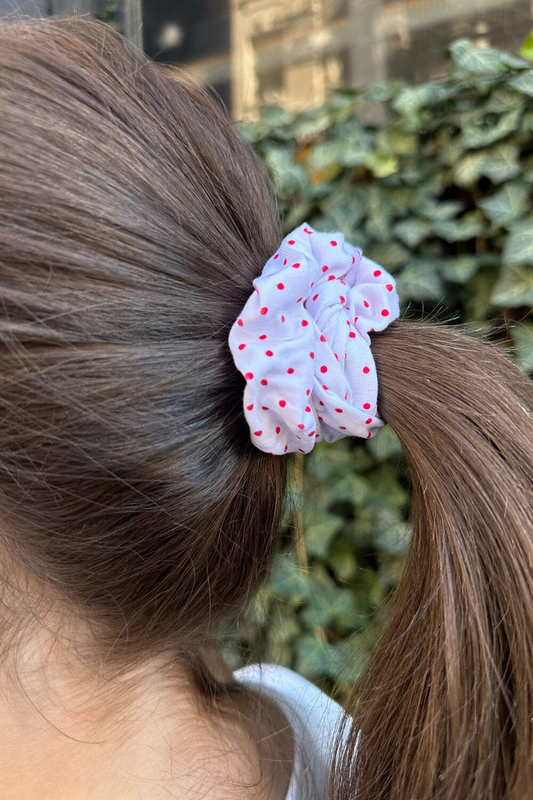 Polka Dots Scrunchie | White Red Polka Dots