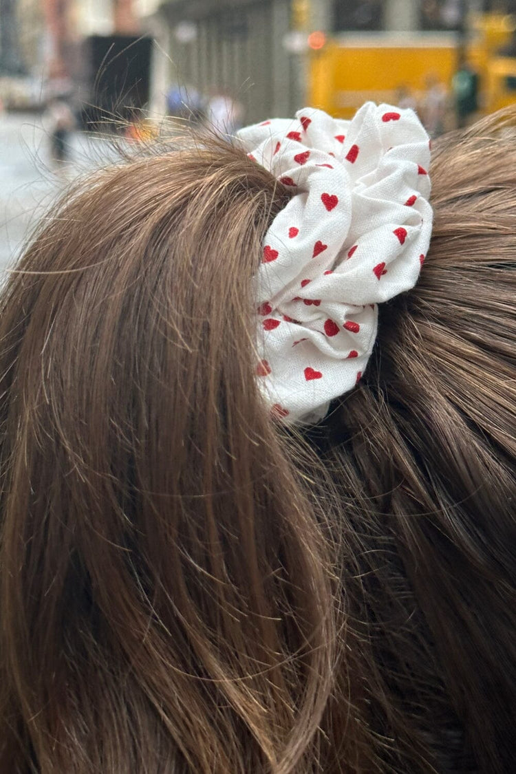 Red Heart Scrunchie | White With Red Hearts