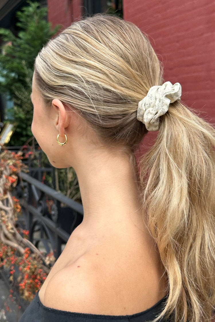 Floral Scrunchie | Ivory with sage florals