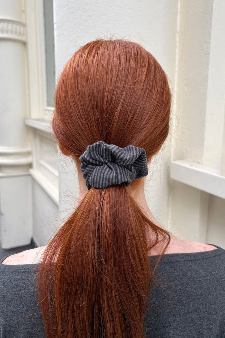 Striped Scrunchie | Dark Grey with Grey Stripes