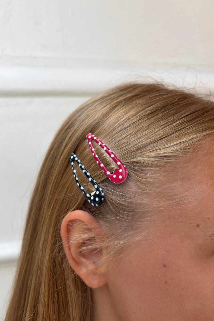 Polka Dot Hair Clips | Red with White Polka Dots