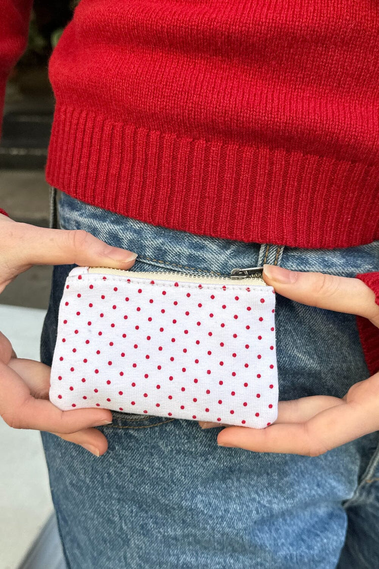 Polka Dots Coin Purse | White Red Polka Dots