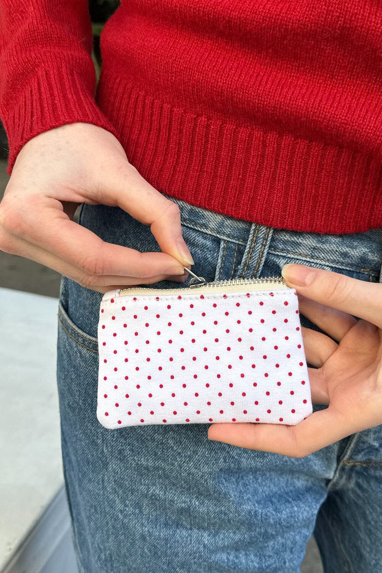 Polka Dots Coin Purse | White Red Polka Dots