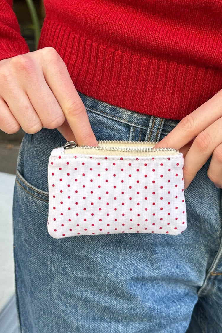 Polka Dots Coin Purse | White Red Polka Dots