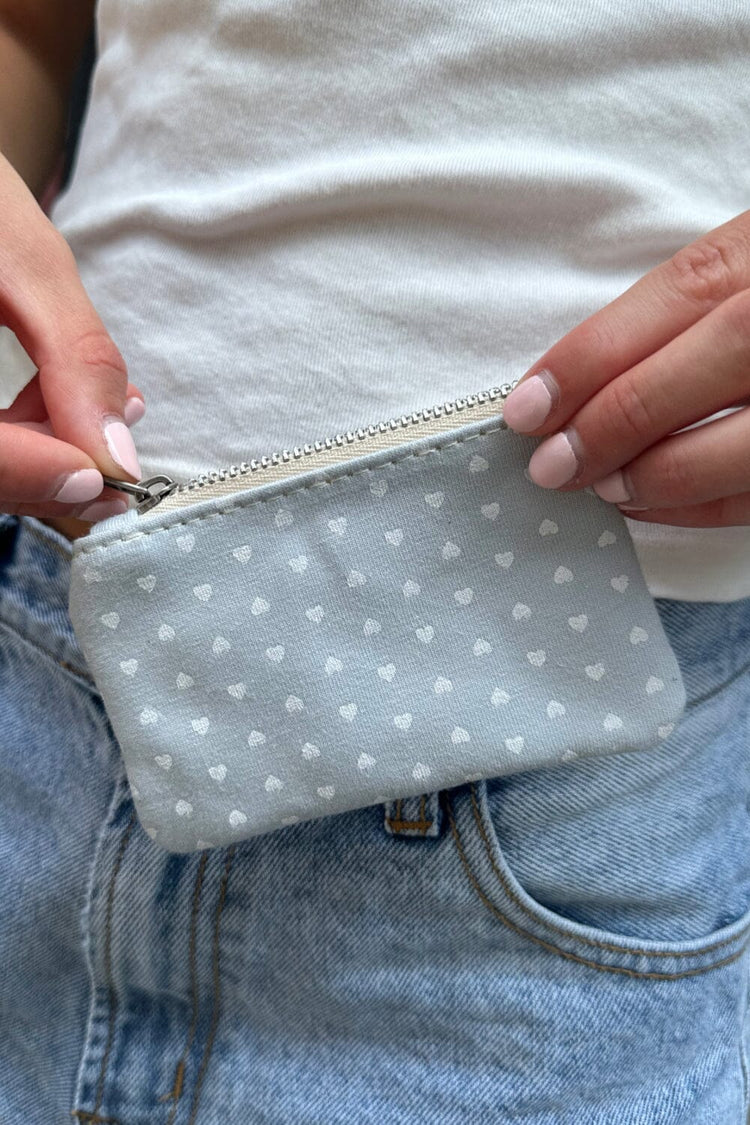 Heart Coin Purse | Light Blue With White Hearts (Do Not Enable) OK