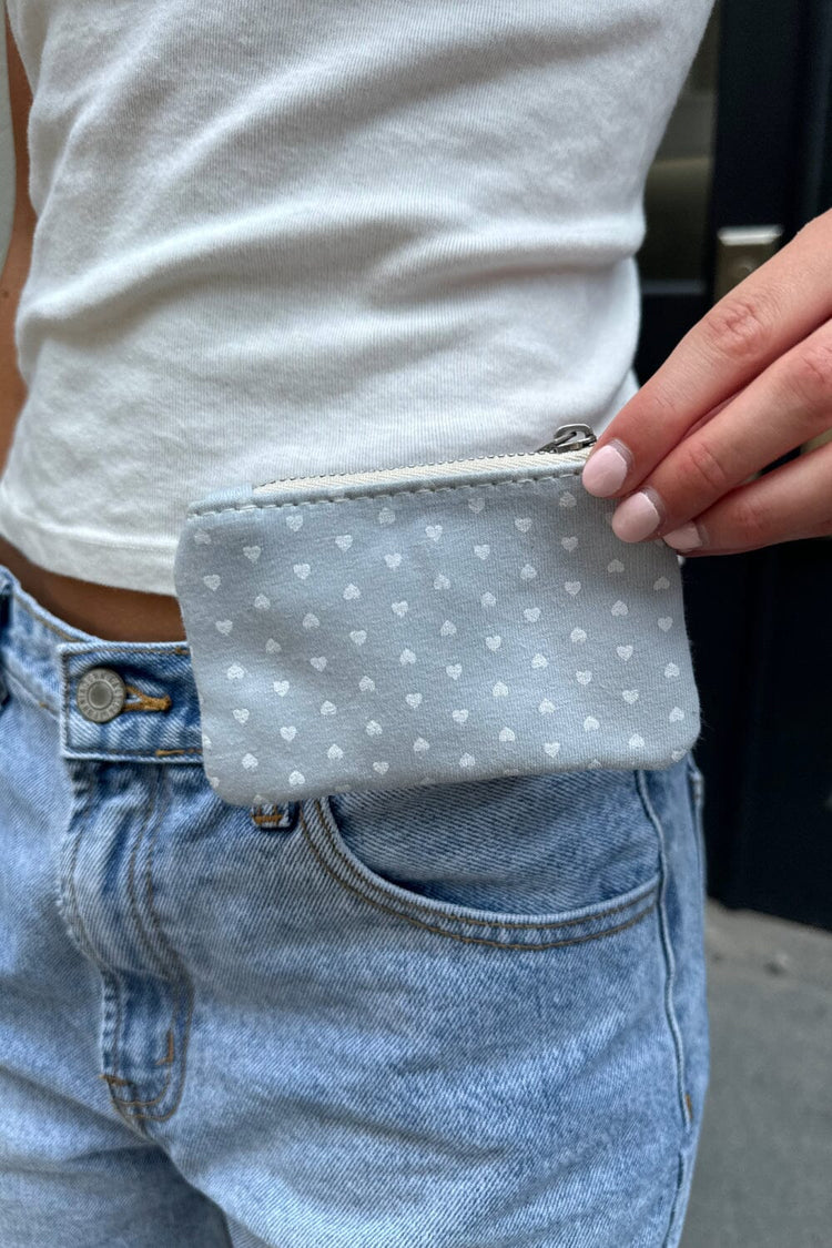 Heart Coin Purse | Light Blue With White Hearts (Do Not Enable) OK