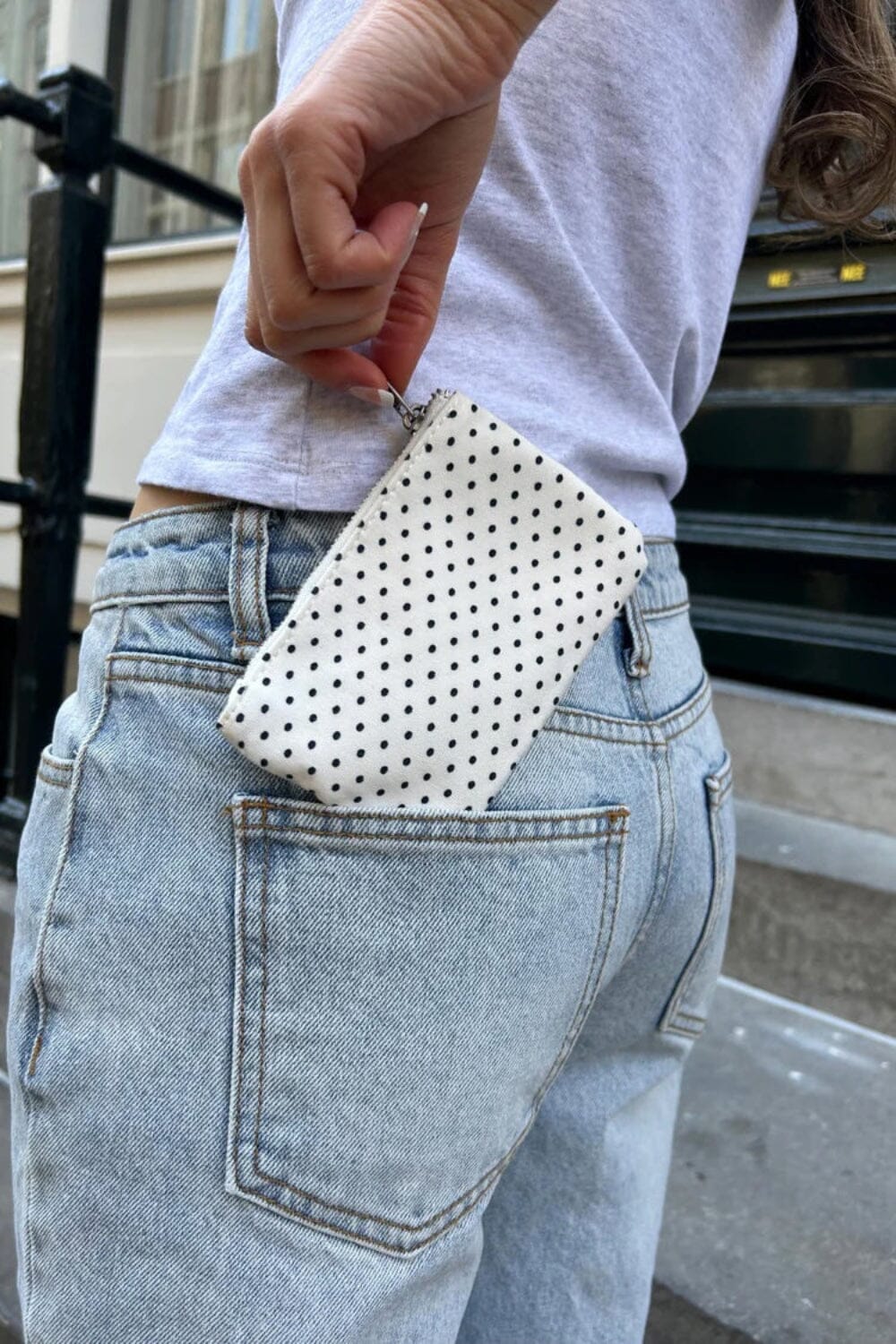 Polka Dots Coin Purse | White with Navy Polka Dots