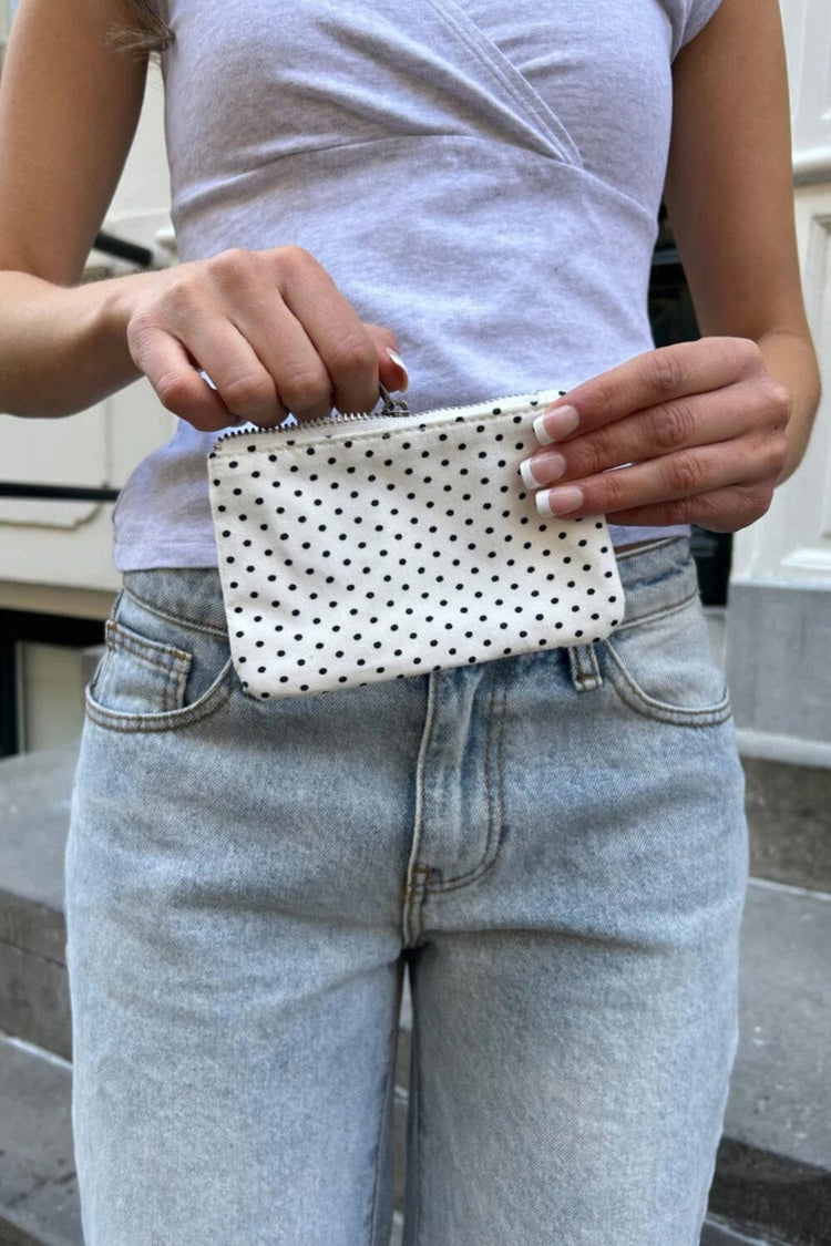 Polka Dots Coin Purse | White with Navy Polka Dots