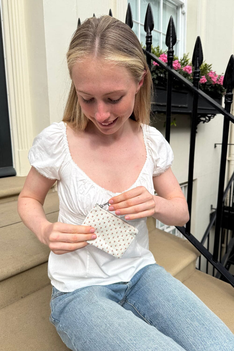 Floral Coin Purse | Ivory and Peach Floral