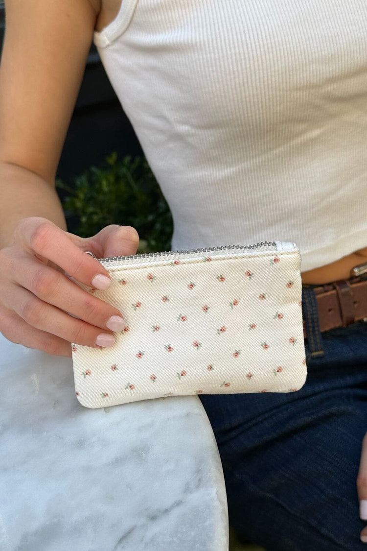 Floral Coin Purse | Ivory With Peach Floral